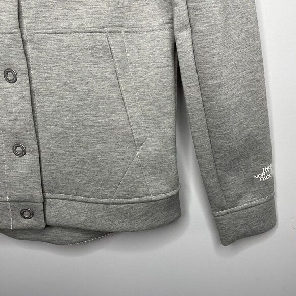 NORTH FACE Womens Neo Thermal Snap Hoodie Jacket EUC Heather Gray Knit Small S - Picture 4 of 12